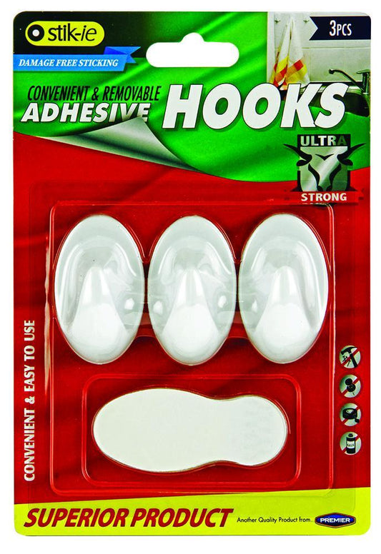 54mm x 33mm Self Adhesive Hooks, 3 Pack - W2117178