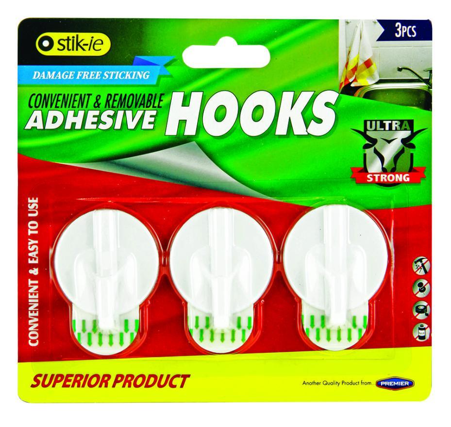 40mm x 41mm Self Adhesive Hooks, 3 Pack - W2117185
