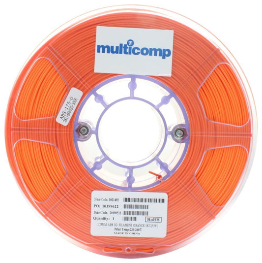 1.75mm Orange ABS Filament for 3D Printer, 1kg - MC011441
