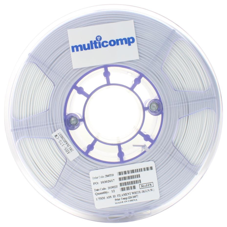 1.75mm White ABS Filament for 3D Printer, 1kg - MC002563