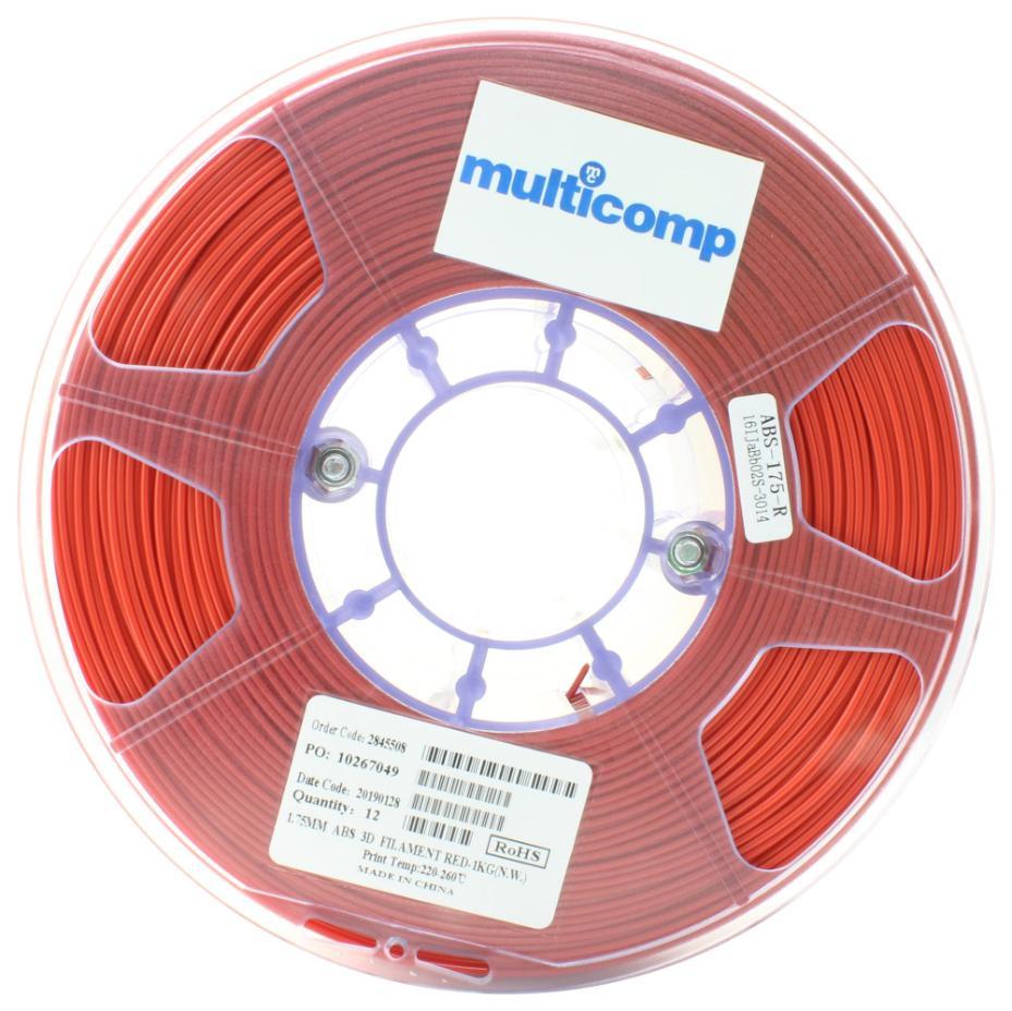 1.75mm Red ABS Filament for 3D Printer, 1kg - MC002561