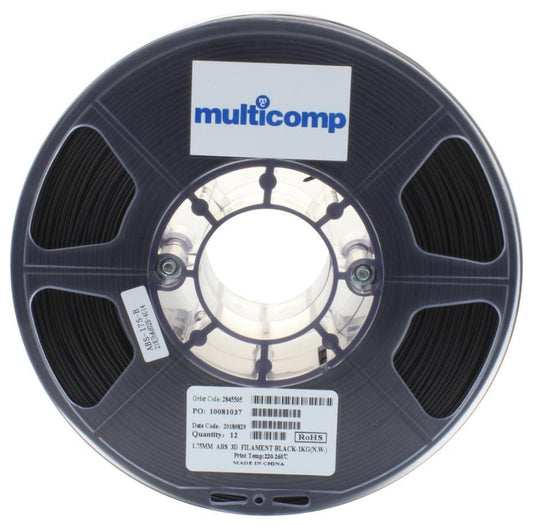 1.75mm Black ABS Filament for 3D Printer, 1kg - MC002558