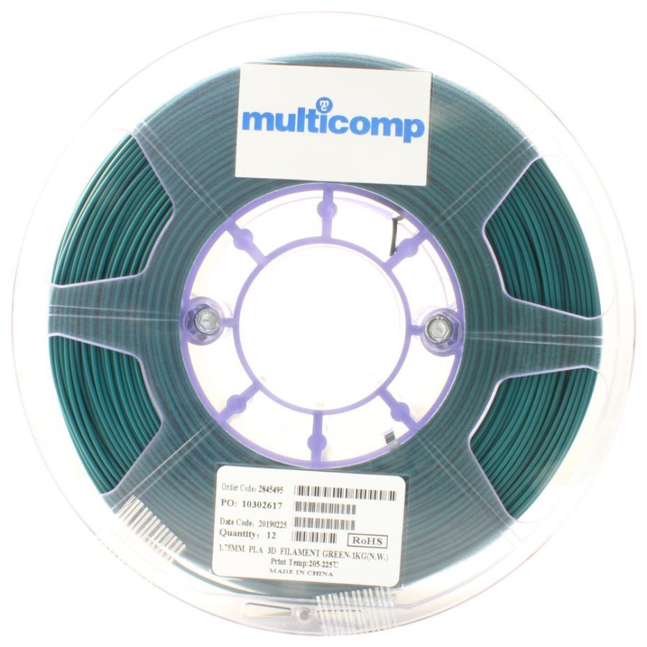 1.75mm Green PLA Filament for 3D Printer, 1kg - MC002548