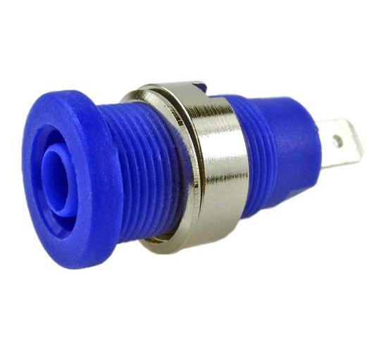 4mm Panel Mount Banana Socket, 4.8mm Faston, Blue - FCR73575L