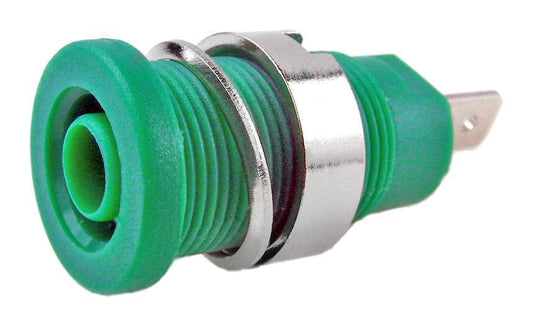 4mm Panel Mount Banana Socket, 4.8mm Faston, Green - FCR73575G