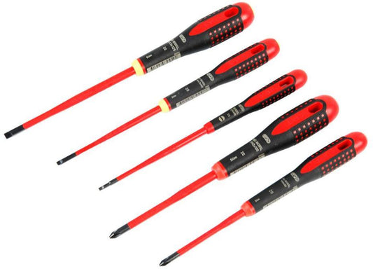 1000V VDE Insulated Ergo Slim Slotted / Phillips Screwdrivers Set, 5 Piece - BE-9881SL