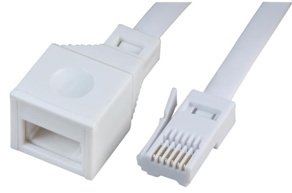 6 Way BT Plug to Socket, Telephone Extension Lead, 5m - PSG04184