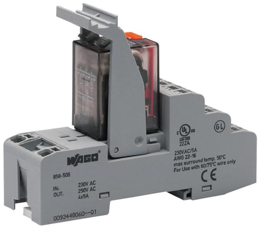 4 Changeover / 4PDT Relay Module with Red LED Indicator, 230V AC, 5A - 858-508