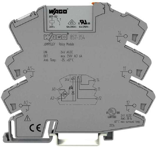 1 Changeover / SPST Relay Module with Yellow LED Indicator, 24V AC / DC, 6A - 857-354
