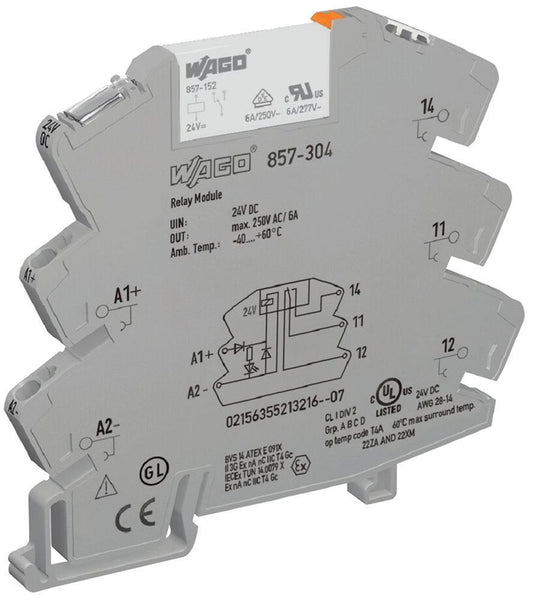 1 Changeover / SPST Relay Module with Yellow LED Indicator, 24V DC, 6A - 857-304