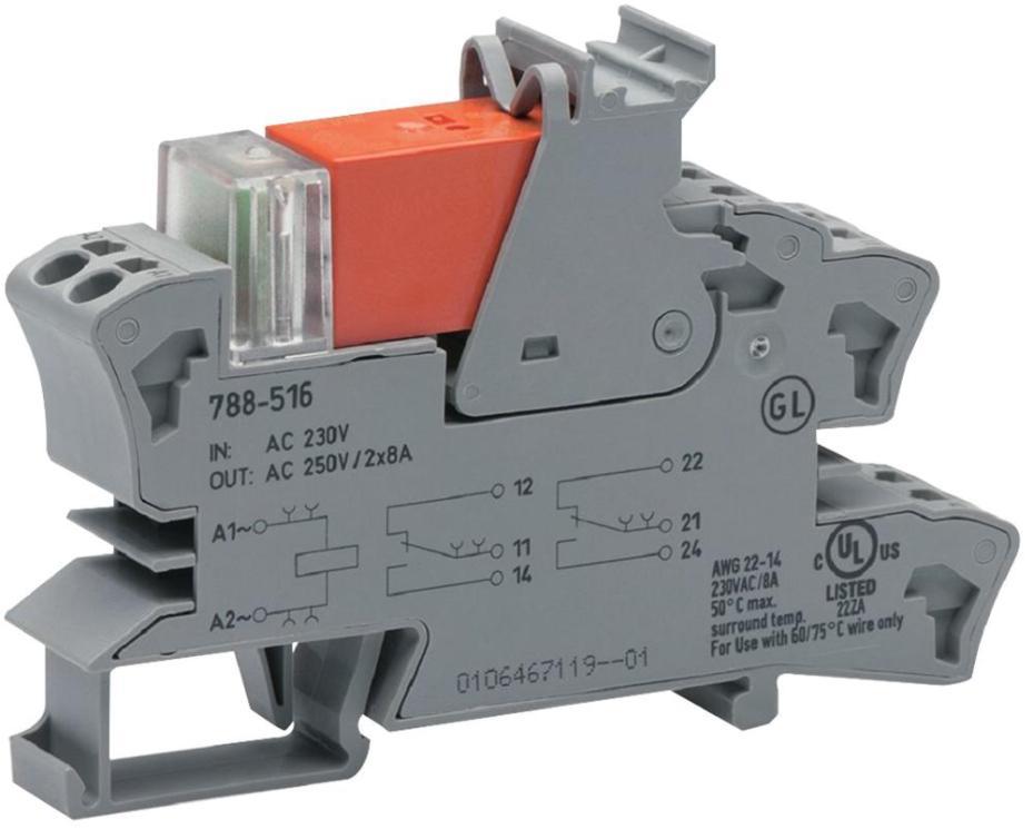 230V DIN Rail Relay Module, DPDT, 8A, 22AWG - 14AWG - 788-516