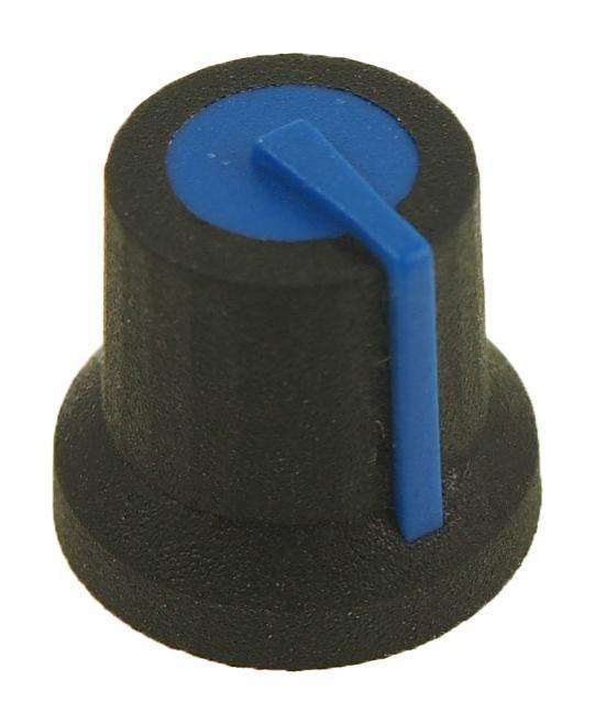 16.2mm Instrument Knob, 6mm D Splined, Black / Blue - MP170827CR