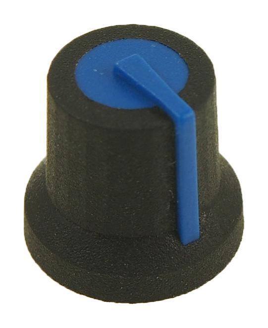 16.2mm Instrument Knob, 6mm D Shaft, Black / Blue - MP170827BR