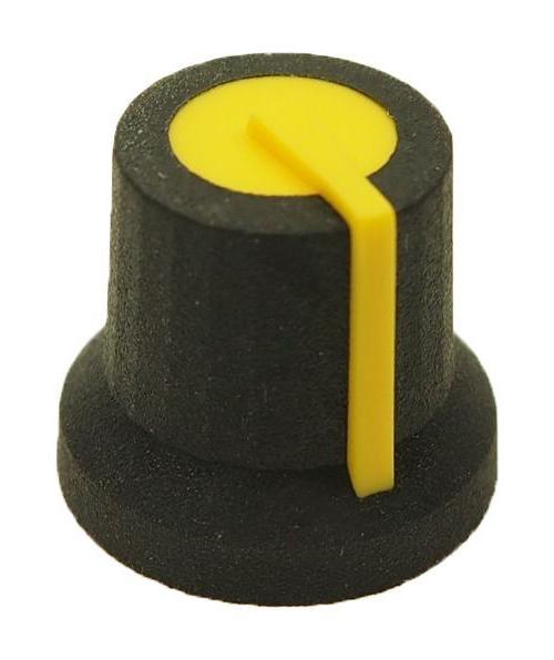16.2mm Instrument Knob, 6mm Splined, Black / Yellow - MP170826CR