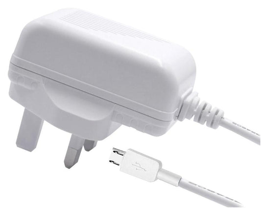 1.5A, Micro USB Mains Charger with Built in Micro USB Lead, White - PELL0240