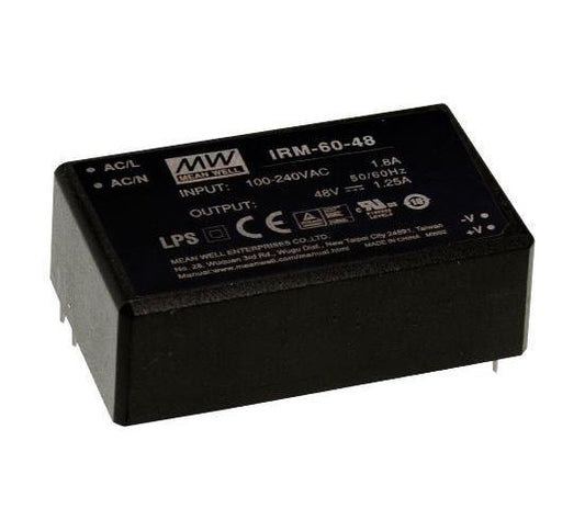 12V, 5A, 60W, AC/DC PCB Mount Power Supply - IRM-60-12