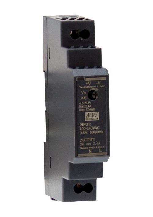 5V, 2.4A, 12W, AC/DC DIN Rail Power Supply - HDR-15-5