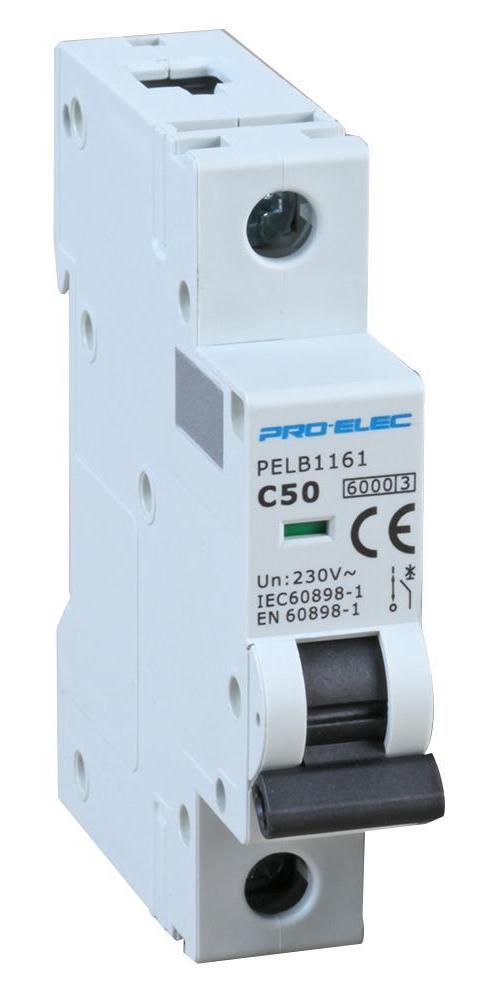 50A Single Pole MCB, C Curve, 6kA - PELB1161