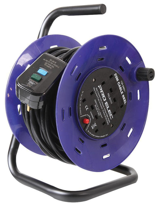 4 Gang Mains Extension Reel with RCD, 13A, 25m - PELB1111