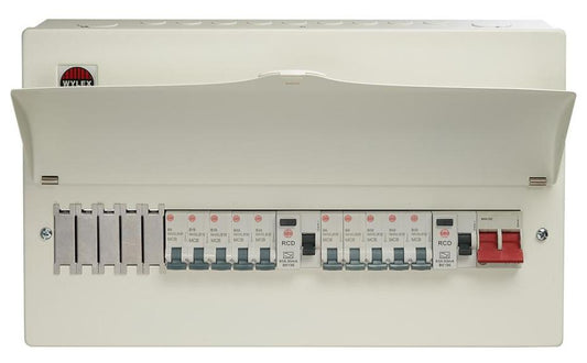 13 Way High Integrity Consumer Unit, 100A Switch, 2x 80A, 30mA RCDs, 10x MCBs - GB6:WNM1770