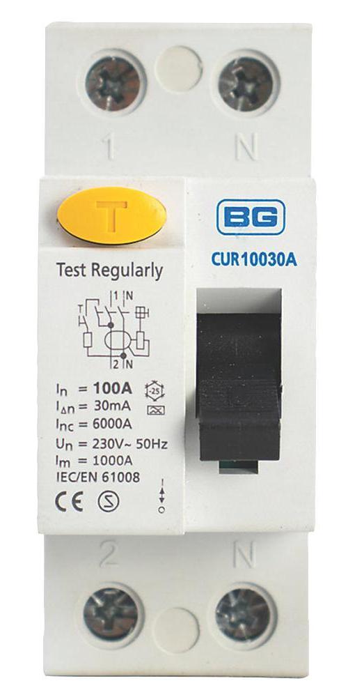 100A, 30mA Double Pole RCD, Type A - CUR10030A-01