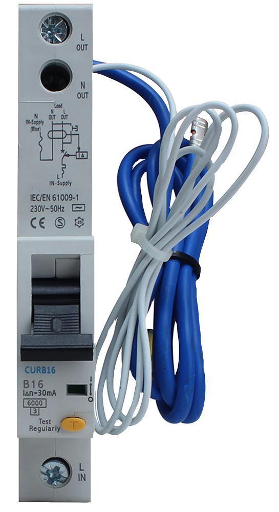16A Single Pole RCBO, B Curve, Type AC - CURB16-02