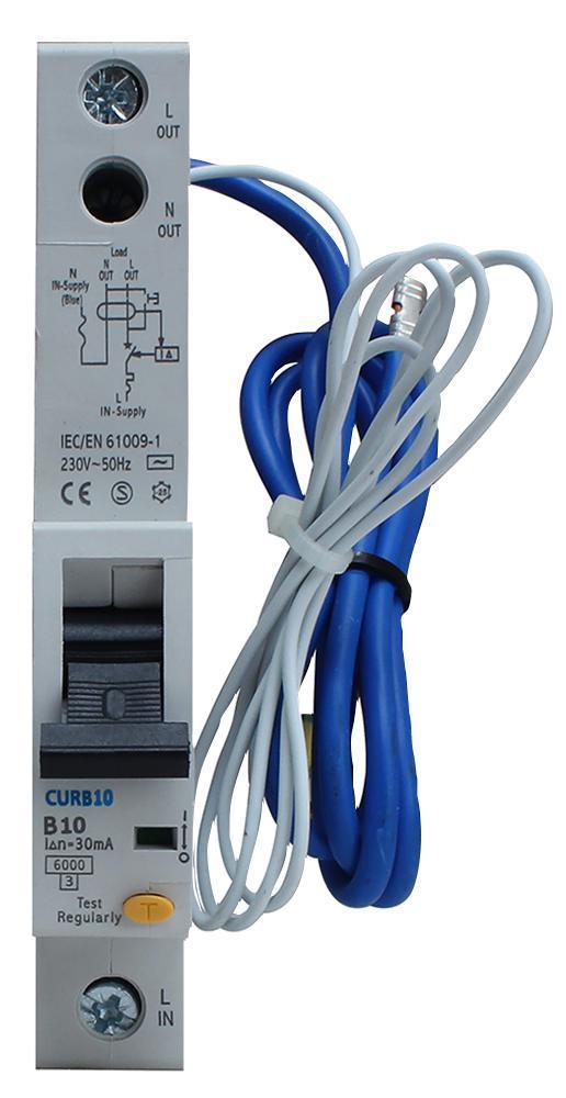 10A Single Pole RCBO, B Curve, Type AC - CURB10-02