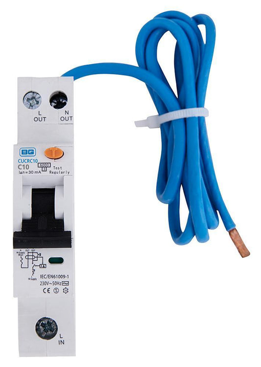 10A Single Pole Compact RCBO, C Curve, Type A - CUCRC10A-01