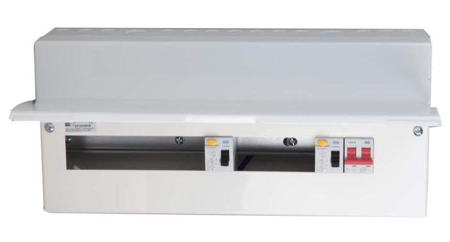 16-Way Unpopulated Dual RCD Consumer Unit, 100A Switch, 1x 80A &amp; 1x 63A, 30mA RCDs - CFUD8616-01