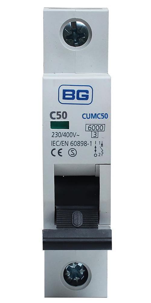 50A Single Pole MCB, C Curve, 6kA - CUMC50-01