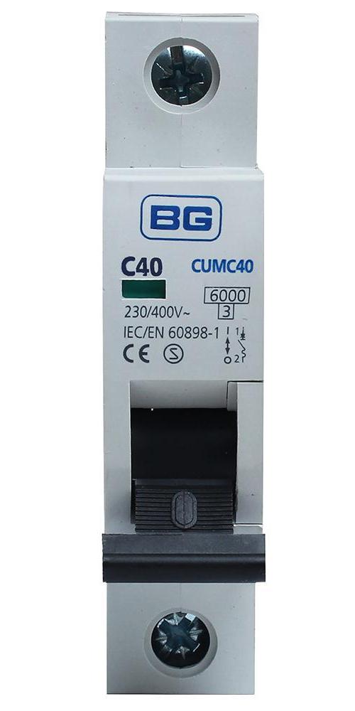 40A Single Pole MCB, C Curve, 6kA - CUMC40-01