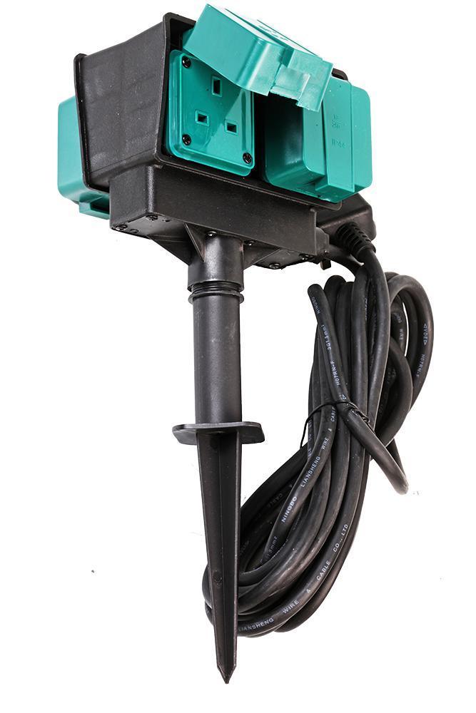 4 Gang Garden Spike Mains Socket, 6m Cable, IP44 - ST1414