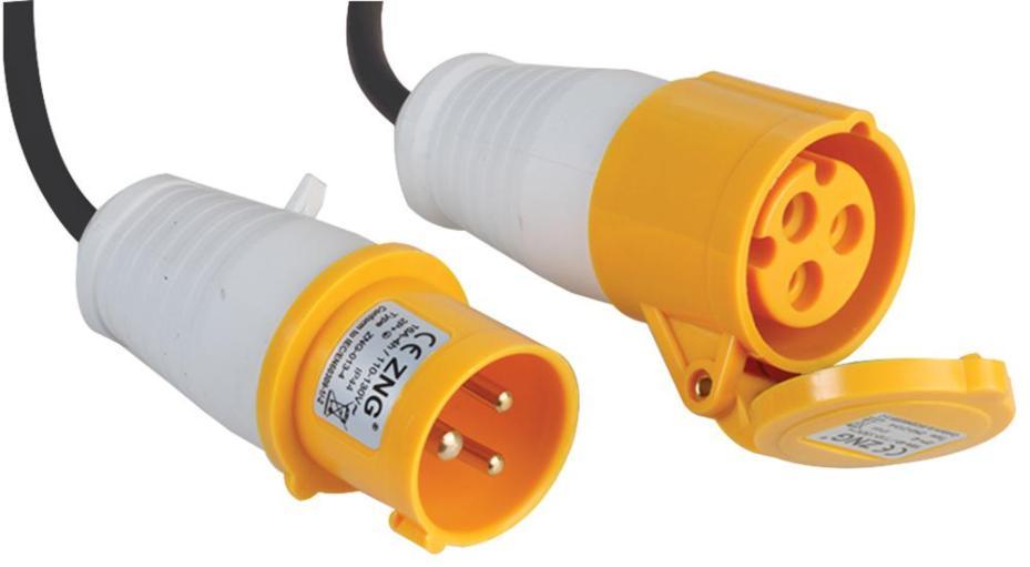 16A, 230V, Rubber CEE Plug to Socket Extension Lead, 2P+E, Blue, 1.5m - PELB0136