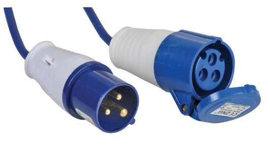 16A, 230V, CEE Plug to Socket Extension Lead, 2P+E, Blue, 14m - PELB0129