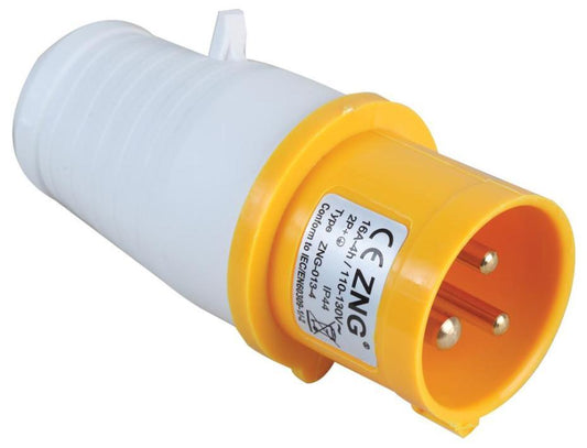 16A, 110V, Cable Mount CEE Plug, 2P+E, Yellow, IP44 - PELB0114