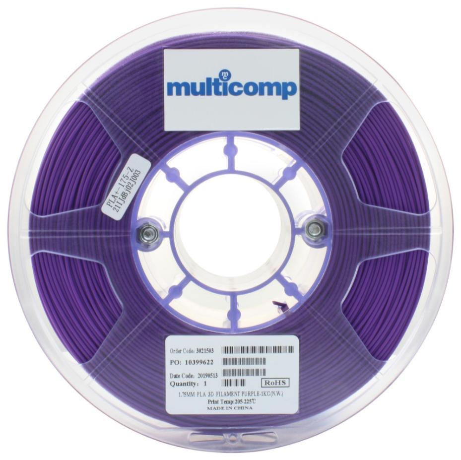 1.75mm Purple PLA Filament for 3D Printer, 1kg - MC011452