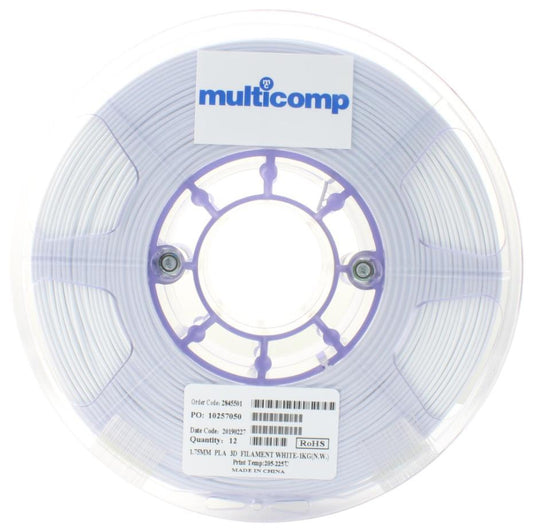 1.75mm White PLA Filament for 3D Printer, 1kg - MC002554