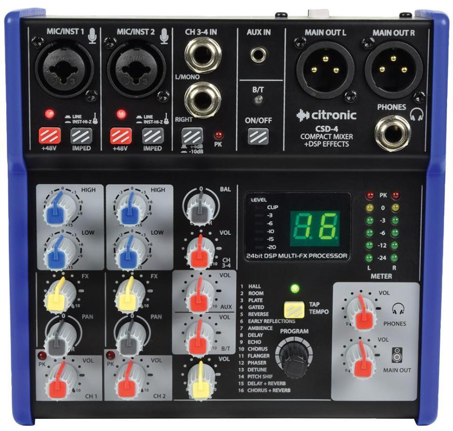 4 Channel Compact Mixing Desk with DSP/BT - CSD-4