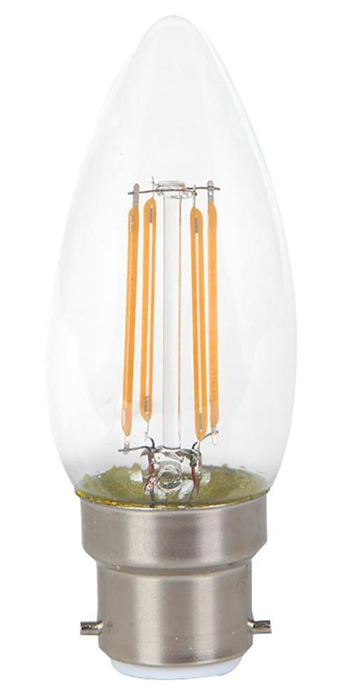 4W LED Clear Filament Candle, 3000K, 400lm, B22, Non-Dimmable - VT-222 105