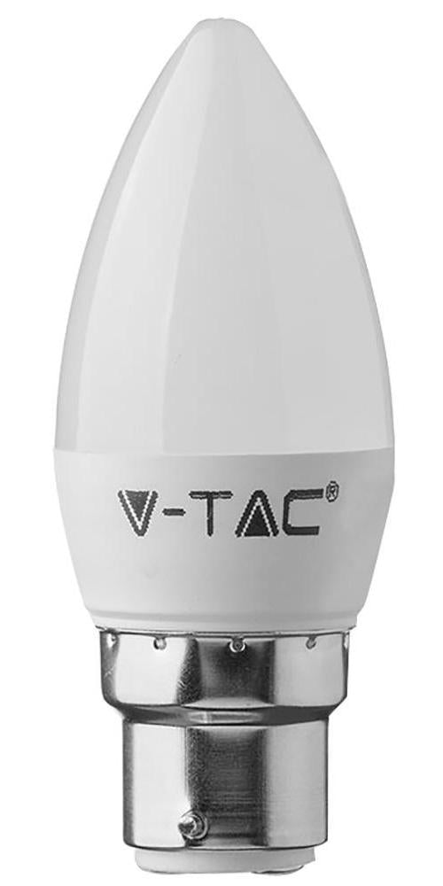 5.5W LED Frosted Candle Bulb, 3000K, 470lm, B22, Non-Dimmable - VT-223 103