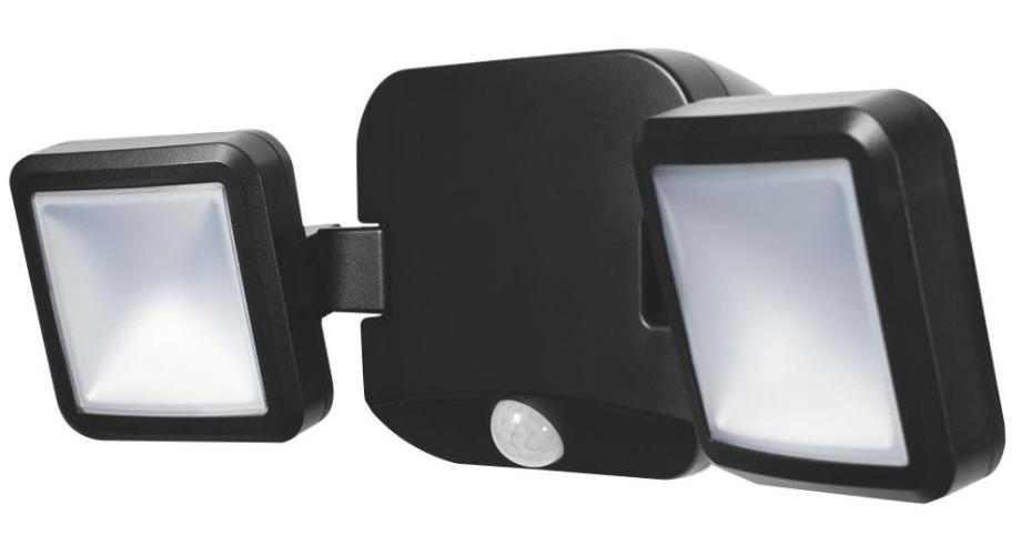 10W Battery LED Double Spotlight with PIR Sensor, 4000K, Cool White, 480lm, White - 4058075227408