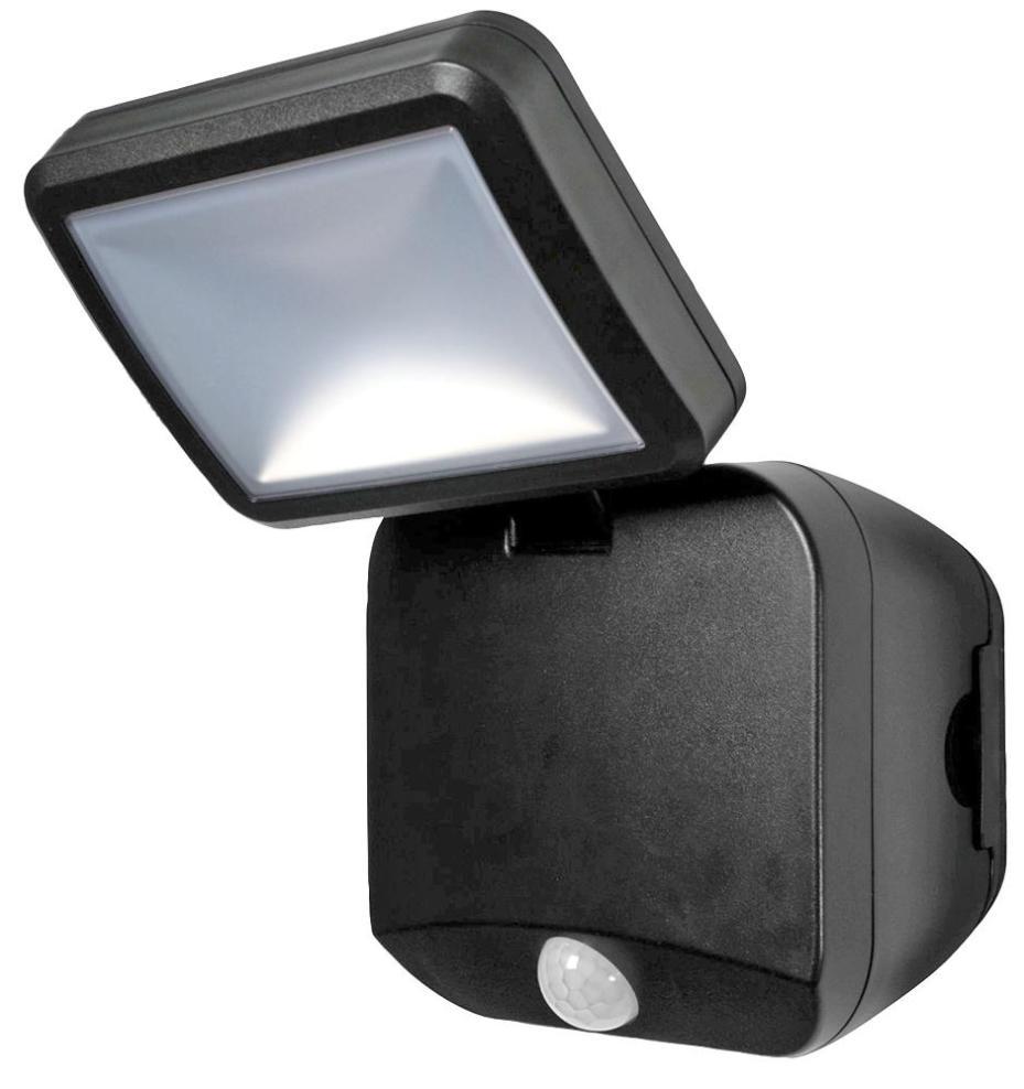 4W Battery LED Single Spotlight with PIR Sensor, 4000K, Cool White, 260lm, Black - 4058075227347