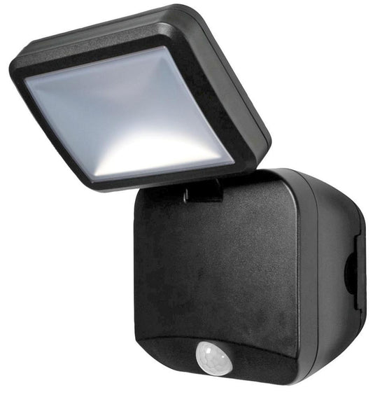 4W Battery LED Single Spotlight with PIR Sensor, 4000K, Cool White, 260lm, Black - 4058075227347