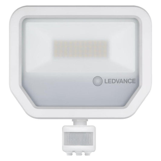 50W LED Floodlight with PIR Sensor, 3000K, Warm White, 5500lm, IP65, White - 4058075461017
