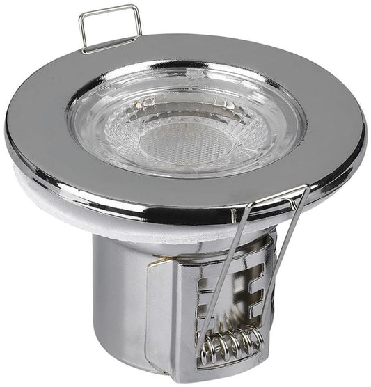 5W Dimmable Fire Rated Downlight, Daylight White, IP65, 500 Lumens, Chrome - VT-885 8180