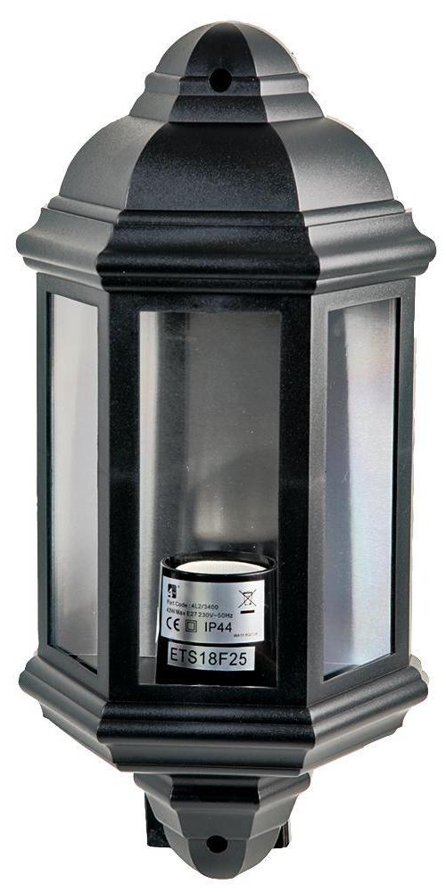 42W Outdoor Wall Half Lantern, E27, Black - FL3400