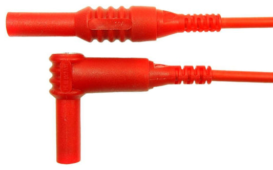 4mm Right-Angled Banana Plug to Banana Plug Leads, Red, 10A, 1kV, 1.5m - MP002200