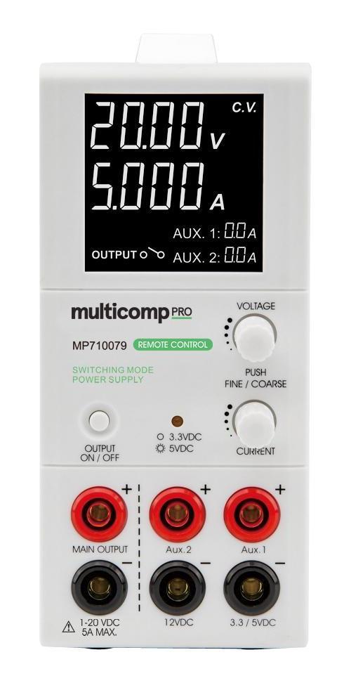 Bench Switch Mode Power Supply, Programmable, 3 Output, 20V, 5A - MP71 ...