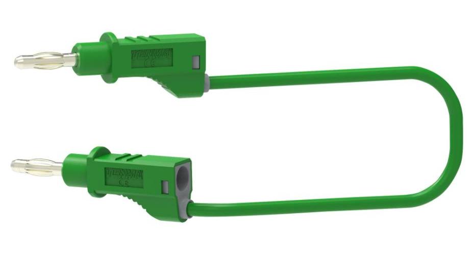 4mm Stacking Banana Plug to Plug Patchcord, Green, 1mm2 Cable,  2m, 20A - 72-13762