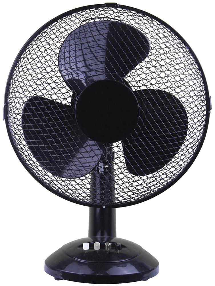 12" Desk Fan, Black, EU Plug - PEL01921-EU